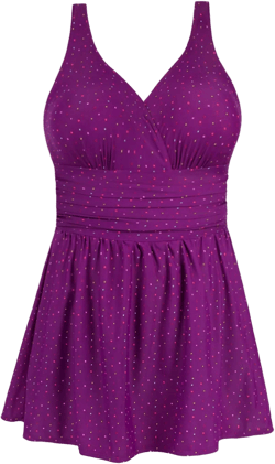 JINXUEER Women’s Plus Size Swim Dress Floral Print Ruched Modest Slimming One Piece Skirt Swimsuit Purple 24 Plus