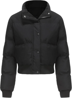 Womens Cropped Puffer Jacket Winter Long Sleeve Full Zip Short Warm Quilted Jacket Coats