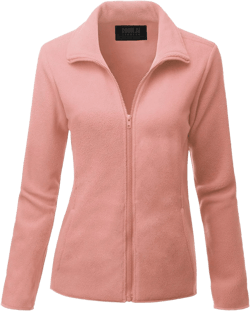 DOUBLJU Soft Polar Fleece Jacket Full Zip Long Sleeve with Side Pocket Casual Basic Lightweight Coat for Women with Plus Size