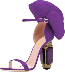 FSJ Women Open Toe Crystal Block Heels Sandals with Flower Bloom Back Ankle Strap Buckle Silk Satin Chunky Thick High Heels Wedding Party Pump Shoes Size 4-16 US 5.5 Purple