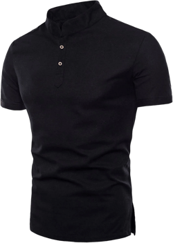 Henley Shirts for Men Lightweight Cotton Linen Button T-Shirts Slim Fit Short Sleeve Casual Fashion Shirt 4X-Large Black