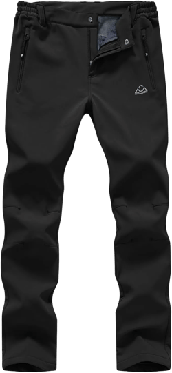 Women's Fleece Lined Pants Winter Snow Ski Waterproof Insulated Softshell Hiking Mountain Pants Medium Black