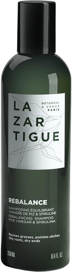 Lazartigue Rebalance Shampoo, Rice Vinegar & Spirulina, Purifies Oily Roots & Balances Moisture, Vegan, Sulfate & Silicone Free, 8.4 fl.oz.