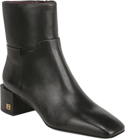 Franco Sarto Women's Flexa Fabiene Square Toe Bootie Ankle Boot 6 Wide Black Leather