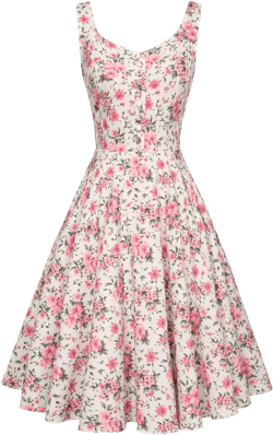 Belle Poque 1950s Vintage Dress for Women Sleeveless Homecoming Dresses Cocktail Party A-Line Summer Dress Pink Floral Medium