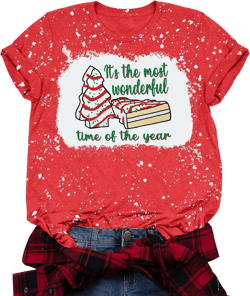 Merry Christmas Shirts for Women Xmas Buffalo Plaid Tree Shirt Top Short Sleeve Casual Graphic Print T Shirt Bleach Red3 Large