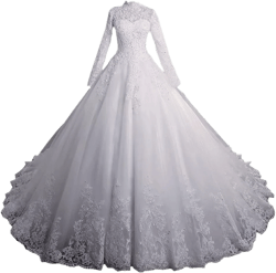 Women's Gorgeous Lace Wedding Dress Long Sleeve Bridal Wedding Dress Garden/Outdoor Bridal Gown 10 White
