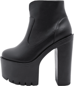 Roimaash Stylish Platform Ankle Boots Chunky Heels Goth Booties 10 409 Black