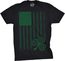 Mens Celtic USA Flag T Shirt Clover Graphic Cool Saint Patricks Day Tee For Guys - Crazy Dog Men's T Shirt Black XL