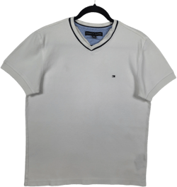 Tommy Hilfiger White Thick Blend Cotton Tee Shirt Size S