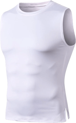 Men's Sport Compression Tank top Running Workout Sleeveless Shirts Athletic Cool Dry Base Layer Undershirts Medium White