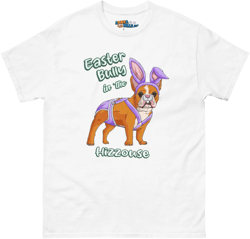Purple "Easter Bully in the Hizzouse" Male Frenchie Men's Classic Tee | Red & White Colored