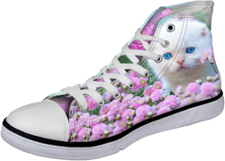 Micoklinlin Canvas Shoes for Women Teens High Top Canvas Sneakers Cute Animal Print Lightweight Girls Casual Walking Shoes 9 Flower Cat