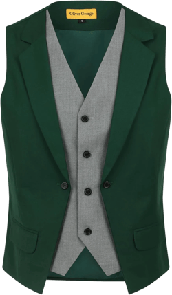 Oliver George Men’s Solid Color Suit Vest Formal Tuxedo Waistcoat Business Layered Dress Vest For Suit or Tuxedo X-Small Forest Green