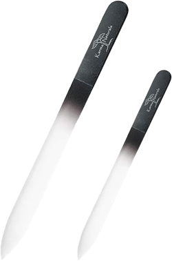 Karma Organic Double Sided Glass Nail File for Women - Professional Nail Buffer Glass Fingernail for Manicure Pedicure Nail Care - Smooth Finish Strengthens - Best for Natural Beautify Nails Set of 2