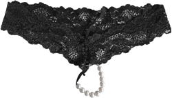 Womens Pearls Mini Bikini G-String Thongs Low Waist Bikini Thongs Massage Chain Hollow String Cute Lingerie T Pants