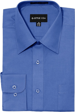 G-Style USA Men's Regular Fit Long Sleeve Solid Color Dress Shirts Small / 14-14.5" Neck, 32/33 Sleeve French Blue