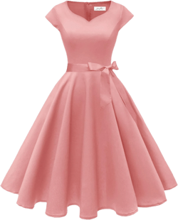 Kingfancy Women Vintage 1950s Dress Retro Cocktail Party Swing Dresses with Cap Sleeves Large Blush