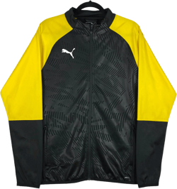 Puma Black & Yellow Lightweight Patterned Track Top Zip Jacket Size S
