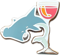 Cocktail Critters Enamel Pins for Bartender Aprons, Jackets, Backpacks and Purses, Shirt and Suit Lapels, Cute Button Badges Brooch Fashion Jewelry Hammerhead Shark x Bitter