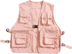 Utility Vest Waistcoat Fishing Vest Lightweight Cargo Vest Outerwear for Adults Outdoor Sports Photography Pink
