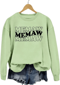 Memaw Sweatshirts for Women Funny Grandma Shirts Memaw Crewneck Pullover Sweater Long Sleeve Memaw Grandma Tops Small Olive Green