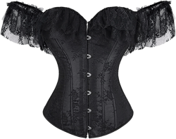 Grebrafan Corsets Top for Women Lace Off Shoulder Corset Bustier X-Large Black a