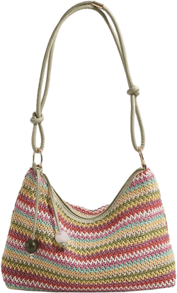 Womens Colorful Straw Shoulder Bags Cute Summer Beach Tote Purse Woven Top Handle Satchel Handbag Vacation Green