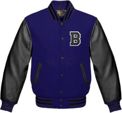 Varsity Letterman University Multi Color Wool And Geniune Black Leather Varsity BaseBall Jacket Logo B Letter Small Navy