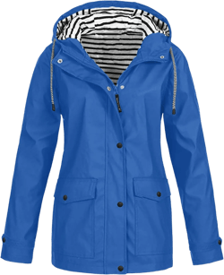 Womens Rain Jacket with Hood Raincoat Windbreaker Waterproof Long Hooded Trench Coats Spring Jackets for Women X-Large D-light Blue