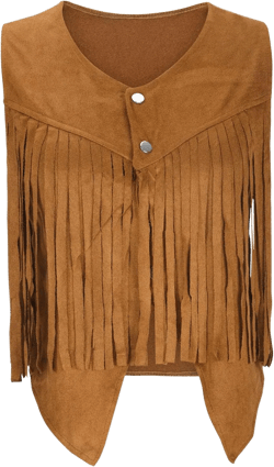Womens Tassel Vest 70s Hippie Faux Suede Sleeveless Fringe Jacket Vintage Open Front Cardigan Waistcoat Outwear Tops Small Za-khaki