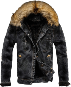 Fashion Autumn Mens Denim Jackets Casual Thick Warm Coats Oversized XX-Large Black