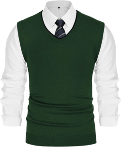 PJ PAUL JONES Mens Sweater Vest Wool Blended Knitted Vest Sweaters V-Neck Sleeveless Pullover Vests Medium Green