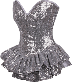 Silver Sequin Steel Boned Mini Corset Dress