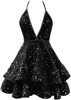 RunaCelle Sparkly Homecoming Dresses Short Sequin Beaded Glitter Prom Dresses Stitching Cocktail Formal Evening Party Gowns 14 Black