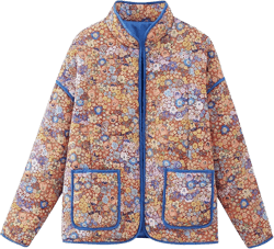 InterNos Women's Lightweight Quilted Cropped Puffer Jacket Floral Printed Patchwork Cardigan Coat