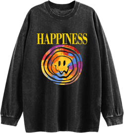Women's Oversized Graphic Pink Sweatshirt Preppy Aesthetic Smile Face Shirts for Teen Girls Long Sleeve Pullover Top