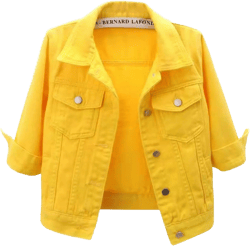 Womens 3/4 Sleeve Short Denim Jacket Lapel Button Down Cropped Trucker Jean Jackets Coats With Pockets 5X-Large Yellow