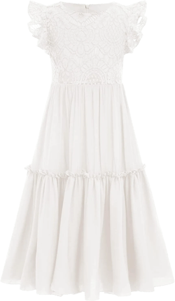 Kids Flower Girls Vintage Lace Boho Party Princess Dresses Long Hollow Communion Pageant Bridesmaid Wedding A-line Maxi Gown: Clothing, Shoes & Jewelry