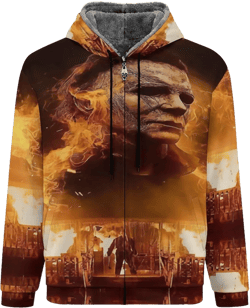 ZHANGXM Men's Casual Jacket with Hat Halloween Michael Myers Sweatshirt Warmth And Thick Hoodies for Unisex Tops 5X-Large-6X-Large Style-1
