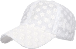 Tidefire Women's Lace Small Flower Baseball Caps Adjustable Hollow Lace Hat Summer Cap Visor Cap (White) at Amazon Women’s Clothing store