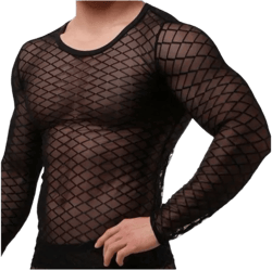 Mesh Long Sleeve Men's Shirt