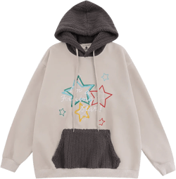 Men Hoodie Five-Pointed Star Embroidered Hoodie