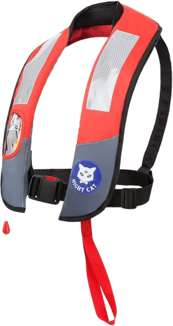Night Cat Life Jackets for Adults Kayaking Boating Vests Inflatable Lifesaving PFD, Survival Preservers, Lightweight Premium Quality, Automatic and Manual, 150KG (330LB)