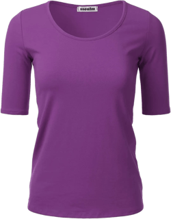 SSOULM Women's 1/2 Sleeve Scoopneck Cotton Basic Slim Fit T-Shirt Top with Plus Size Small Stt003_purple