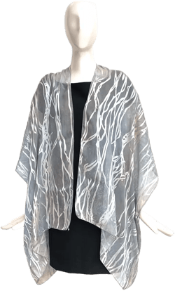 Silk Short Kimono Jacket - Hand-Dyed - Twig Pattern