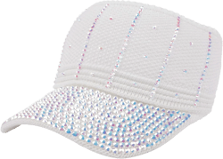 Bling Baseball Cap for Women Shiny Rhinestone Open Top Sport Sun Visor Hats Adjustable Ponytail Hat One Size White 02