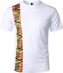 ZEROYAA Men's African Kente Pattern Patchwork T-Shirt Breathable Short Sleeve Dashiki Shirt Large White Vertical