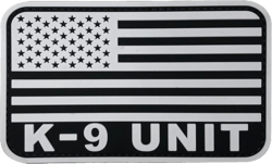 K9 Flag Patch 5x3 inches Black and White with Hook Fastener Back for Hats Caps Vests Clothing Bags Backpacks (White, L5 x3) White L5"x3"