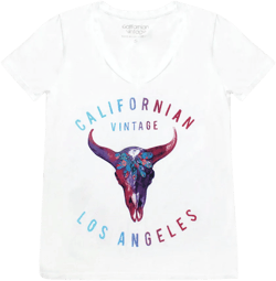 White Pink Desert V-Neck Tee